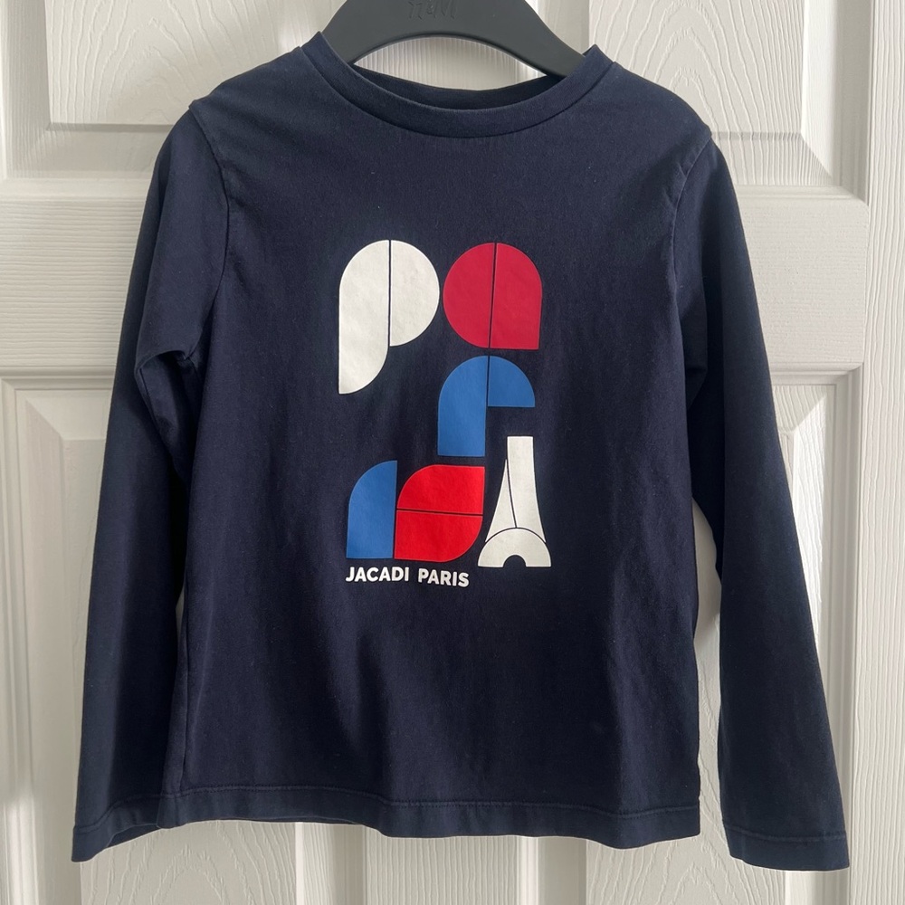 Jacadi Navy Blue Long Sleeve Tee with Colorful Design